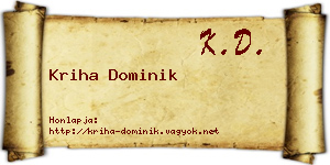 Kriha Dominik névjegykártya